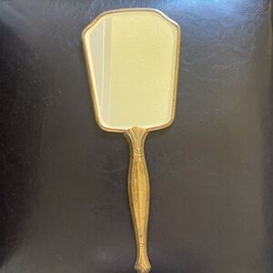 VINTAGE 1970 FLORAL LARGE HAND HELD MIRROR